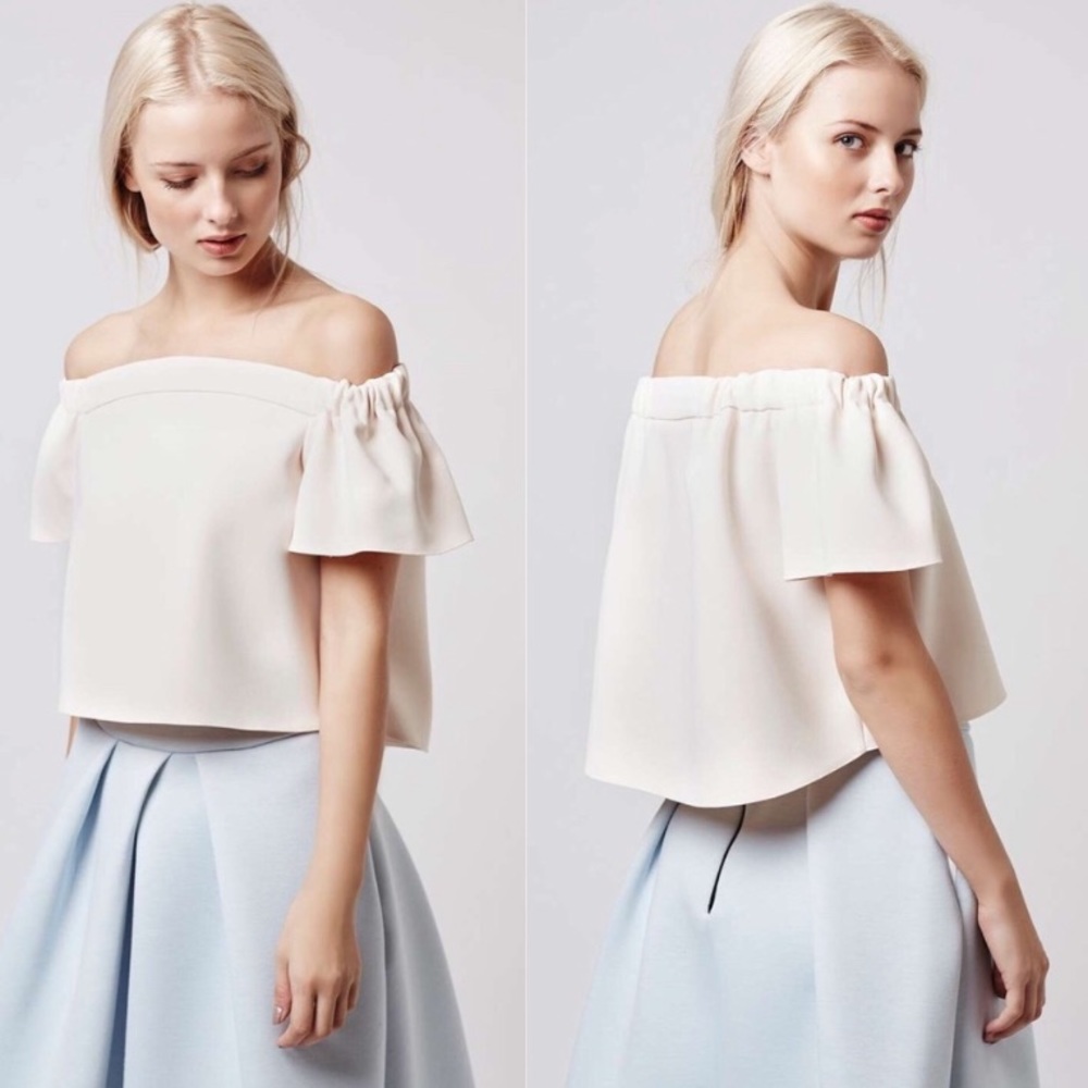 Topshop Petite Bardot off the shoulder top cream